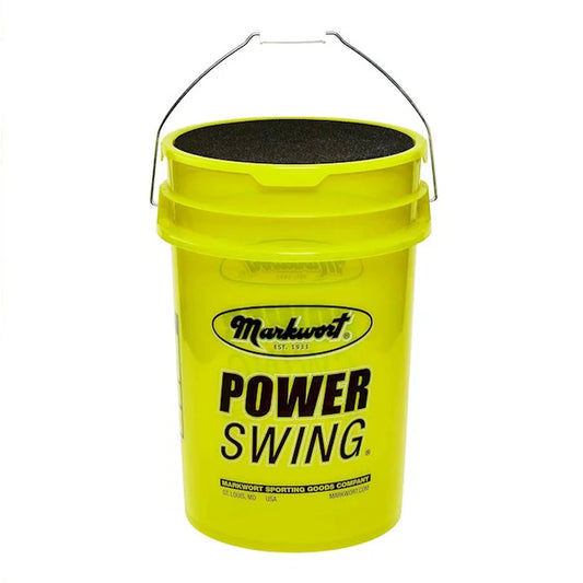 yellow Markwort Powerswing Ball Bucket on white background