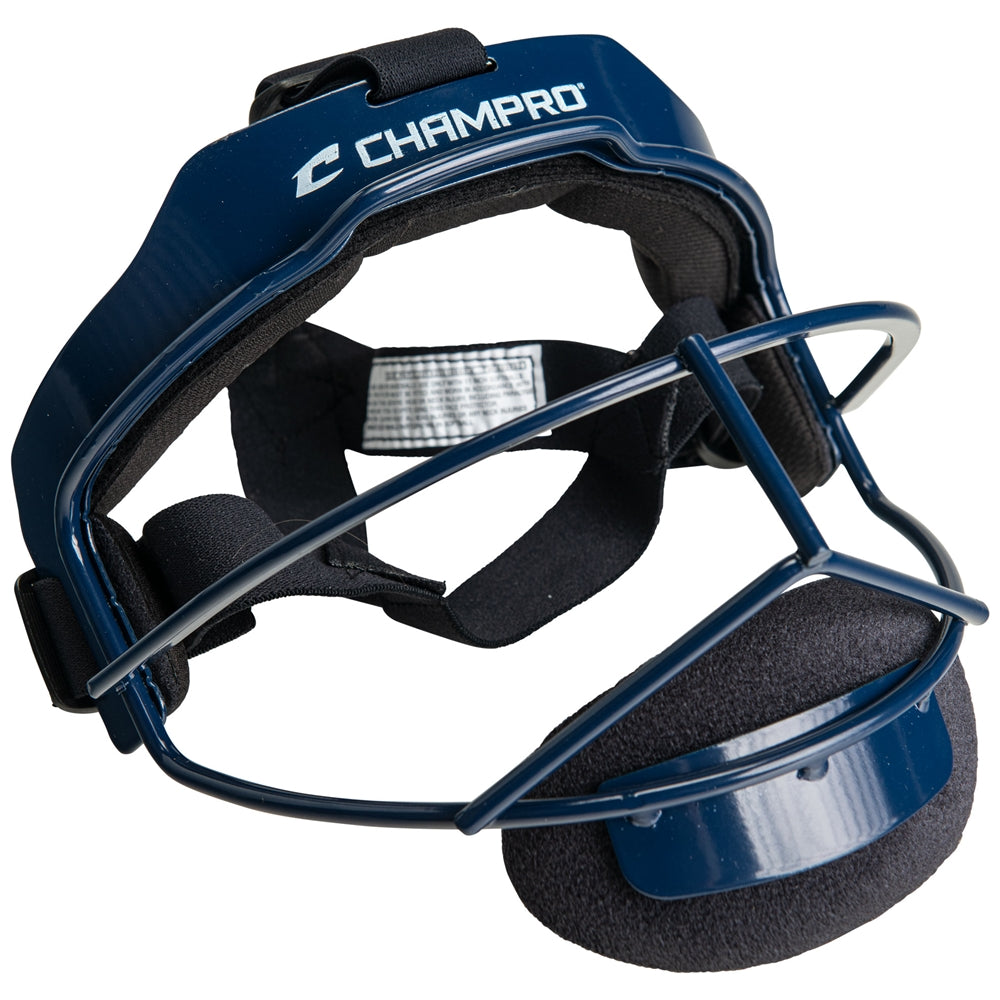 Blue baseball fielder Champro baseball face mask on a white background