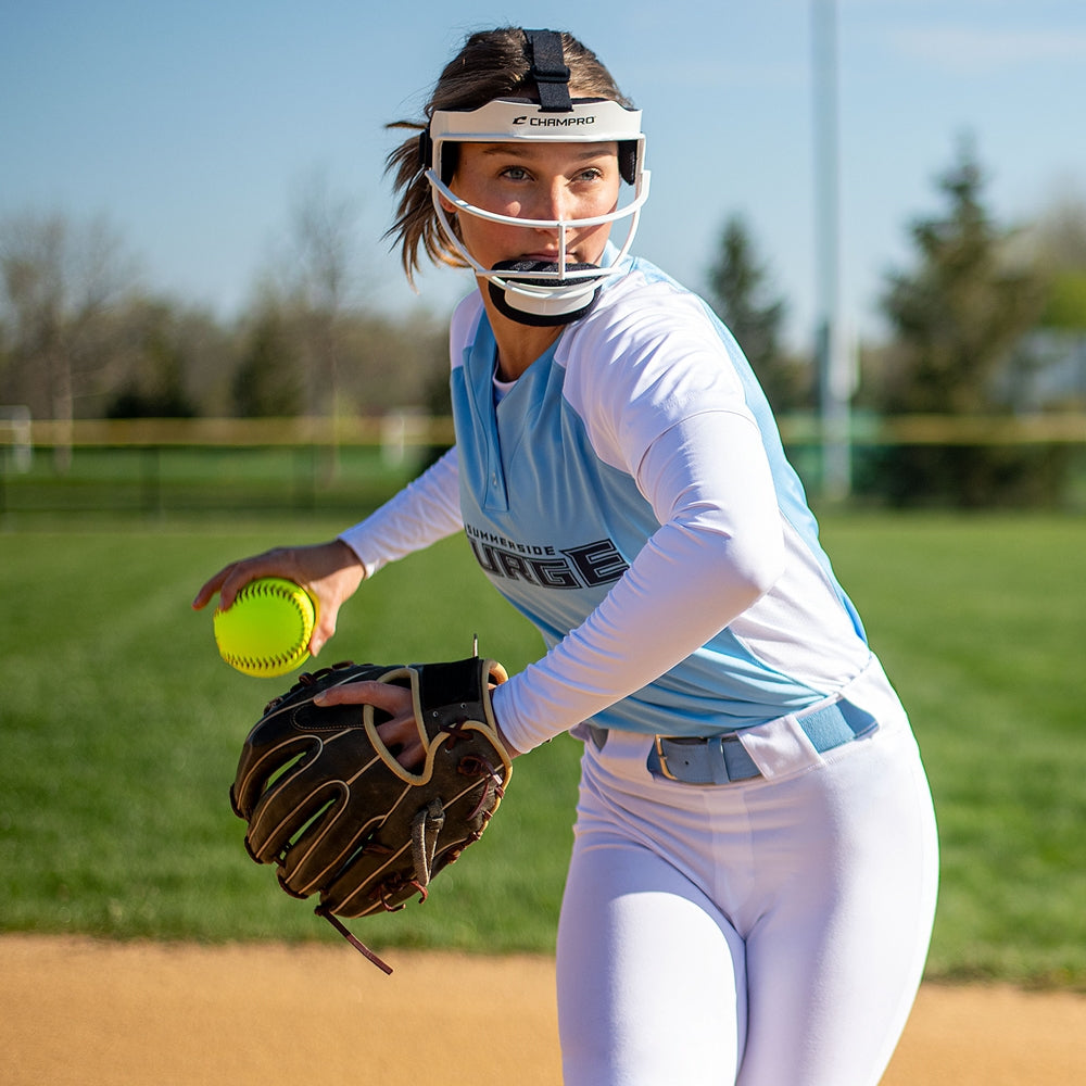 baseball player wearing Sentry Fielder's Facemask on field