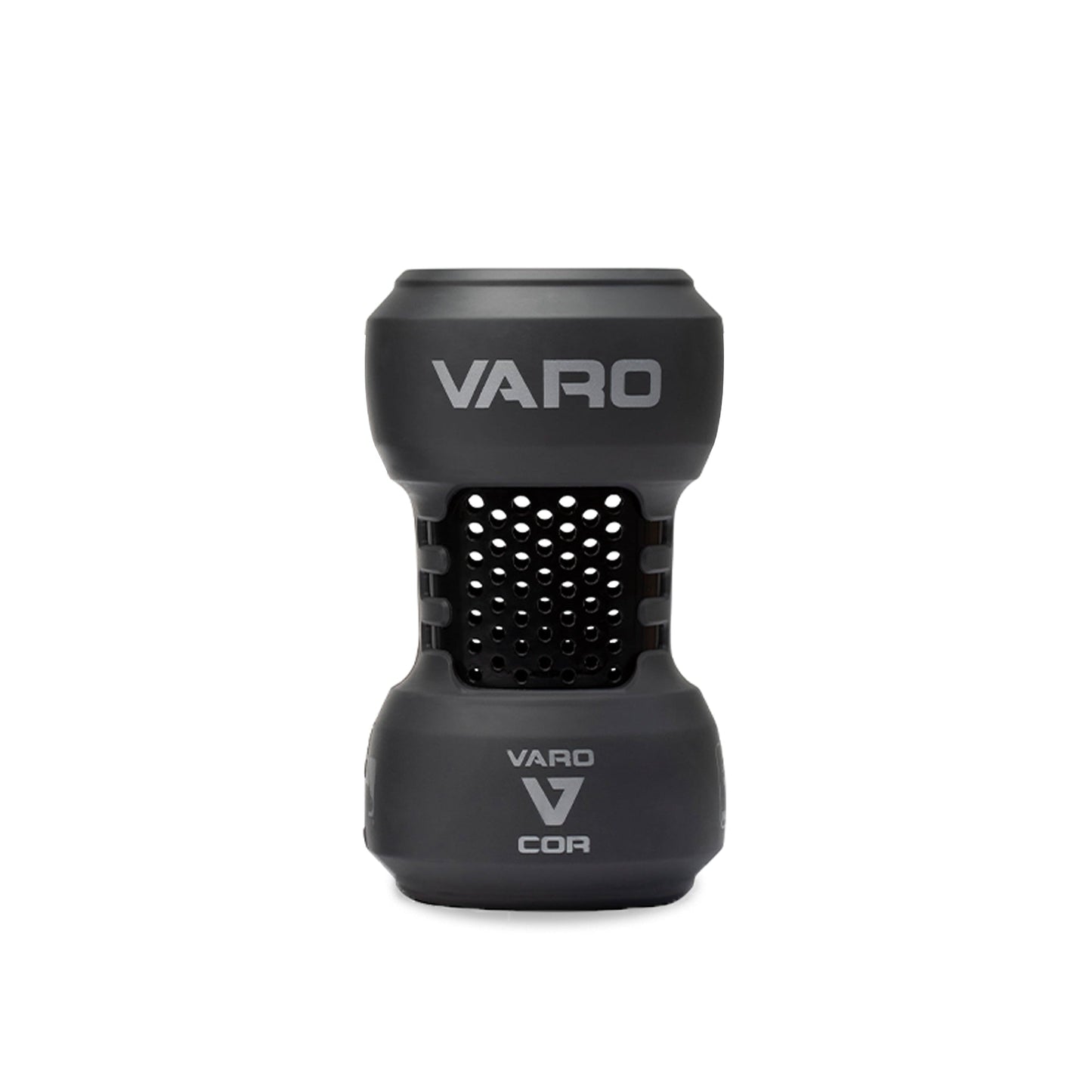 black and graphite colored Varo COR Bat Training Weight  20oz on white background