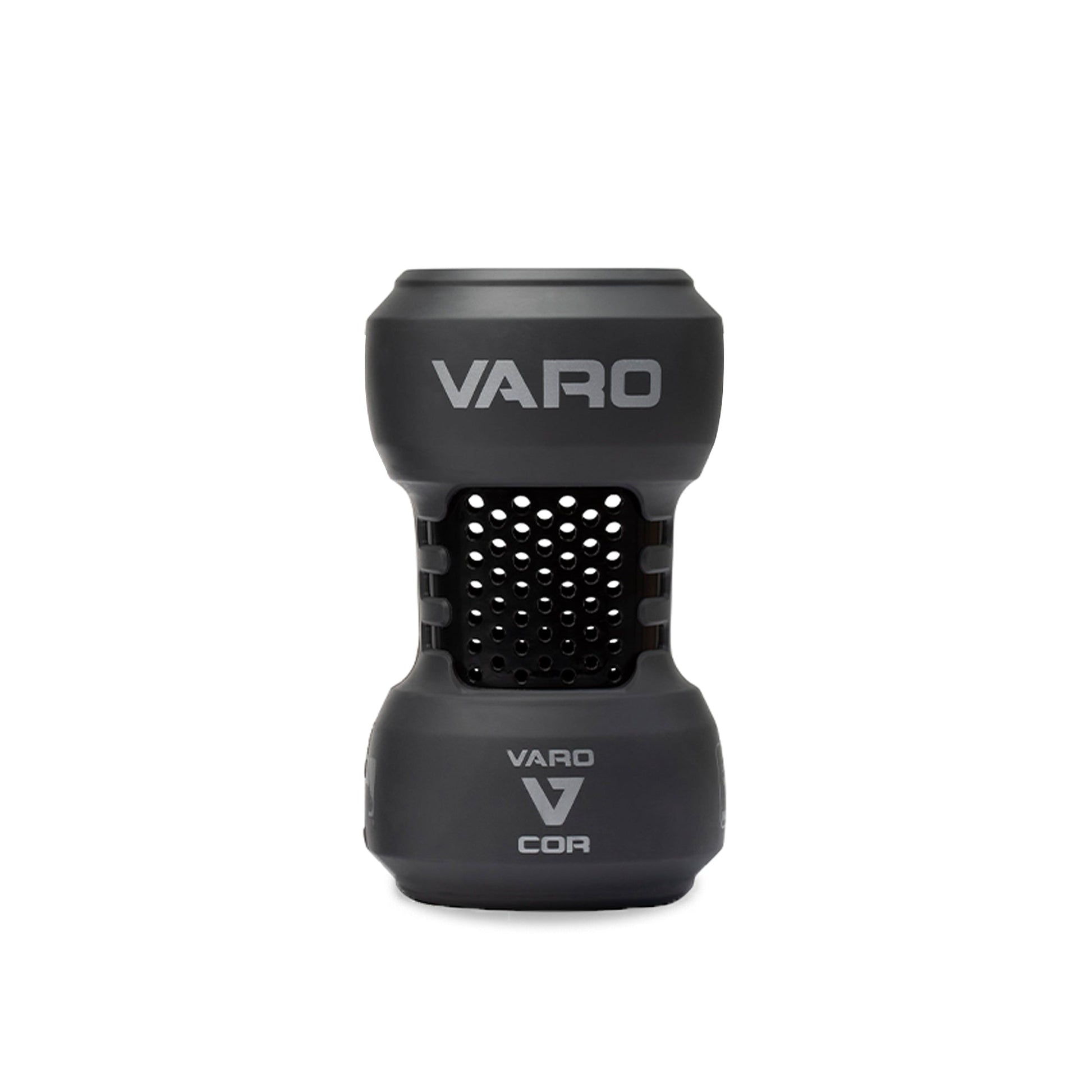 black and graphite colored Varo COR Bat Training Weight  20oz on white background