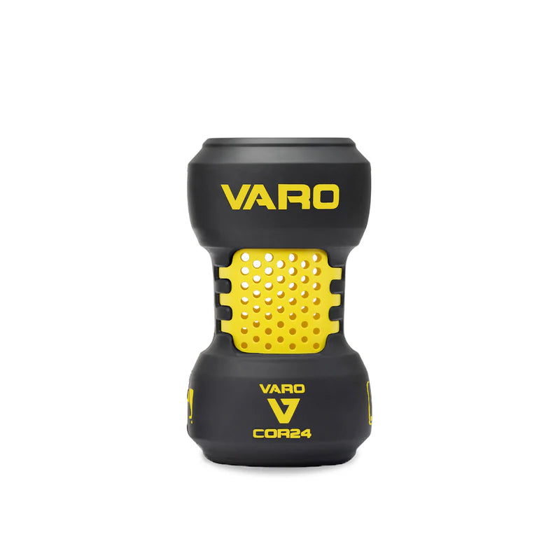 yellow and graphite colored Varo COR Bat Training Weight  24oz on white background