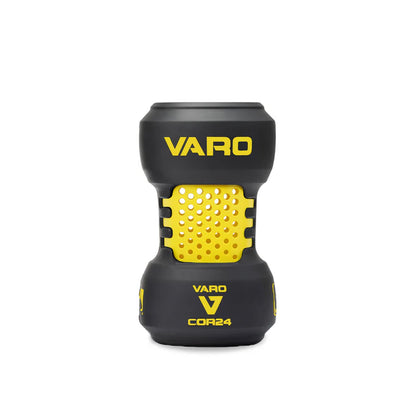 yellow and graphite colored Varo COR Bat Training Weight  24oz on white background