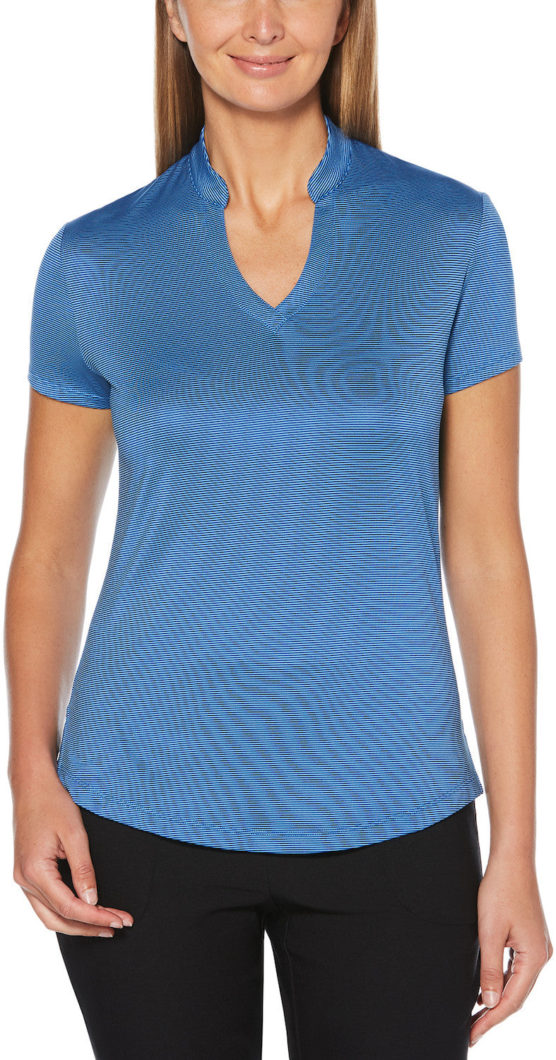 Ladies Fine Line Stripe Polo