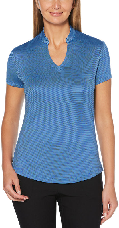 Ladies Fine Line Stripe Polo