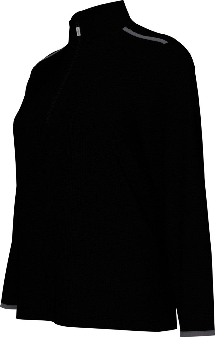 black Ladies 1/4 Zip Mock Pullover side view