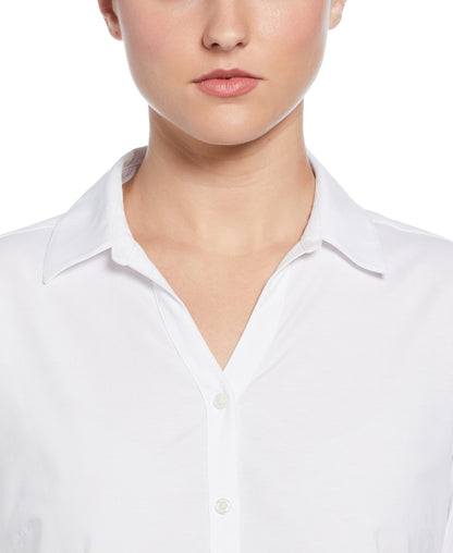 LADIES HEATHERED WOVEN SHIRT