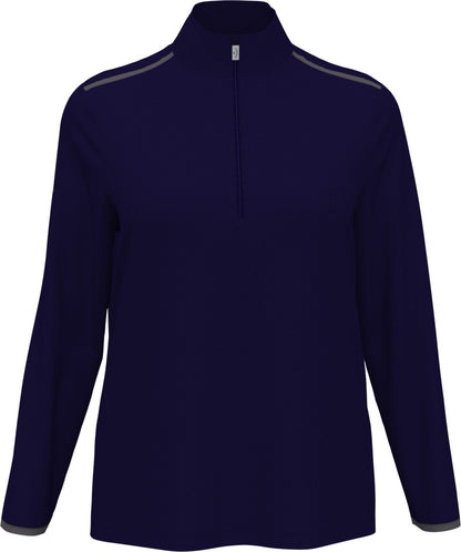 peacoat Ladies 1/4 Zip Mock Pullover front view