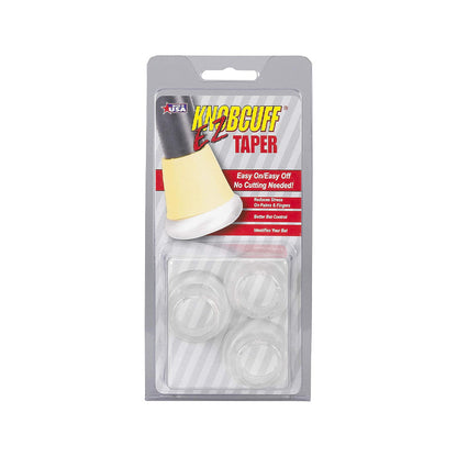 packet of 3 Knobcuff EZ Taper used for baseball grip, in clear color on white background