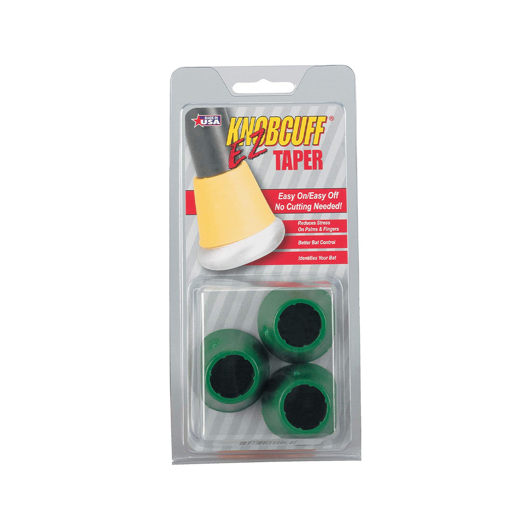 packet of 3 Knobcuff EZ Taper used for baseball grip, in green color on white background