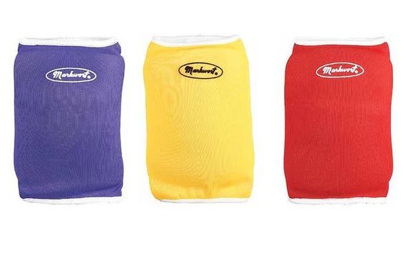 Markwort Multi-Purpose Knee Pads in blue, yellow and red color on white background