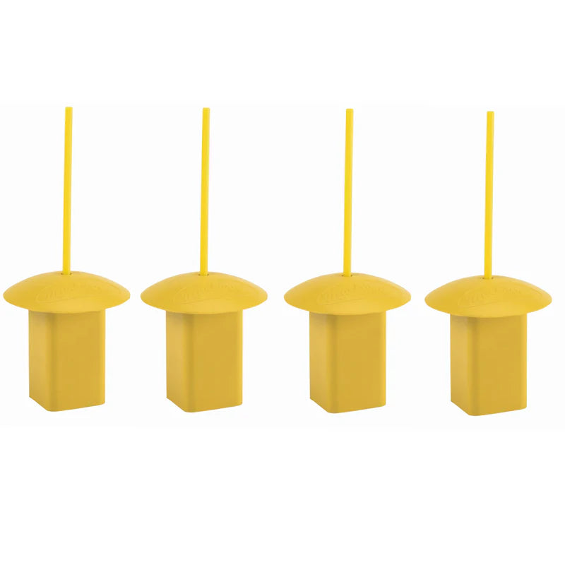 four Markwort Yellow Base Plug with Yellow Indicator on white bacground