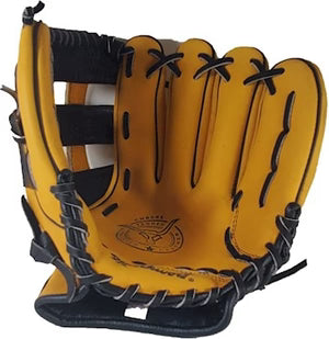 Yellow and black baseball glove with a brand Markwort logo on a white background. Glove model is Markwort G125 Ball Glove 12.5" Tan– Infield/Outfield (RHT)