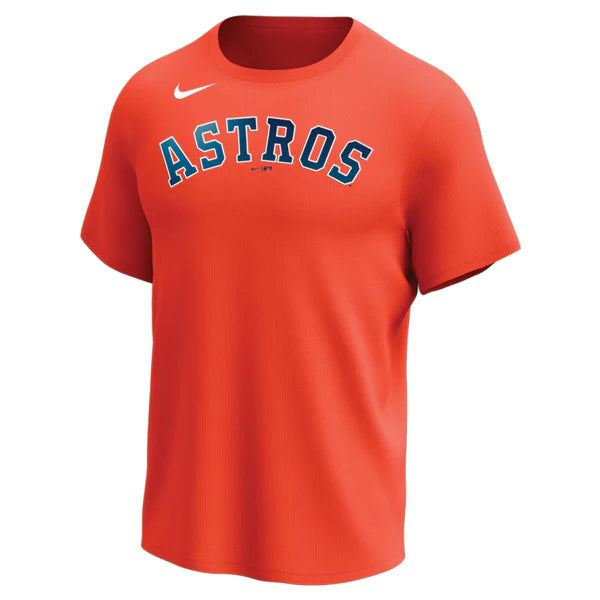 Nike MLB Replica Synthetic Crew Neck Jersey for team Houston Astros on white background 