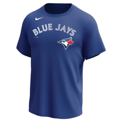 Nike MLB Replica Synthetic Crew Neck Jersey for team Toronto Blue Rays on white background 
