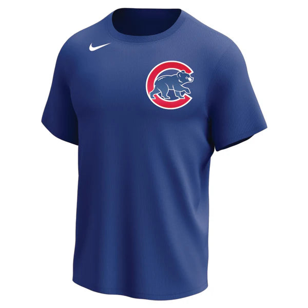 Nike MLB Replica Synthetic Crew Neck Jersey for team Chicago cubs on white background 