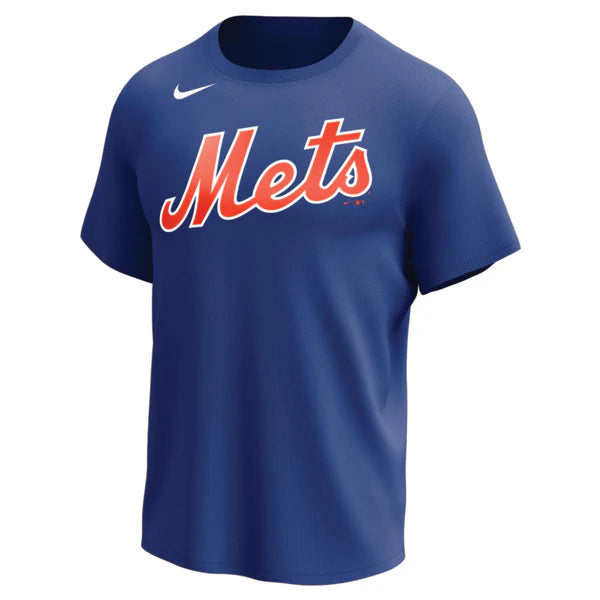 Nike MLB Replica Synthetic Crew Neck Jersey for team New York Mets on white background 