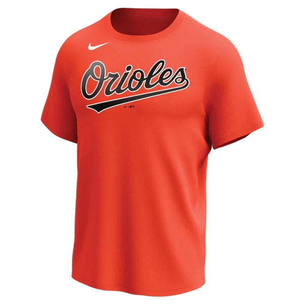 Nike MLB Replica Synthetic Crew Neck Jersey for team Baltimore Orioles on white background 