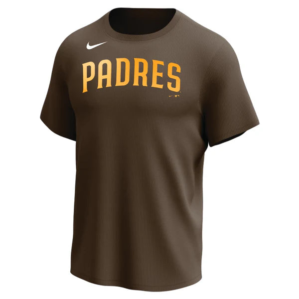 Nike MLB Replica Synthetic Crew Neck Jersey for team San Diego Padres on white background 