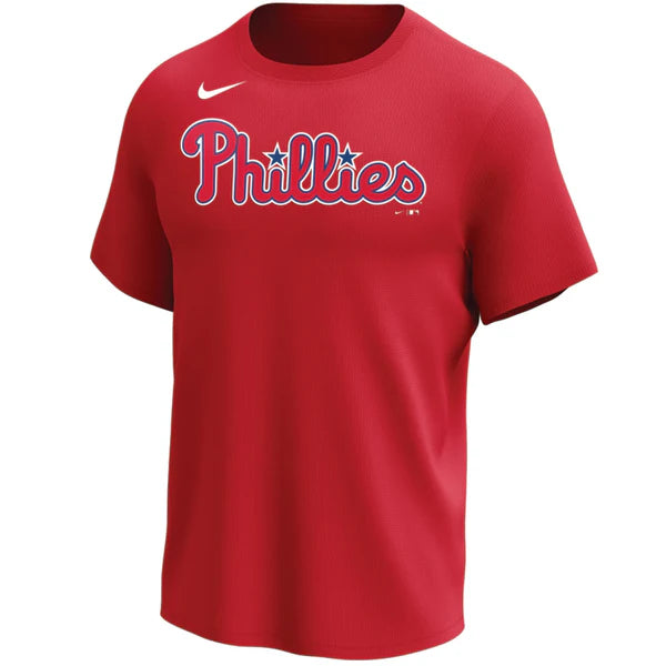 Nike MLB Replica Synthetic Crew Neck Jersey for team Philadelphia Phillies on white background 