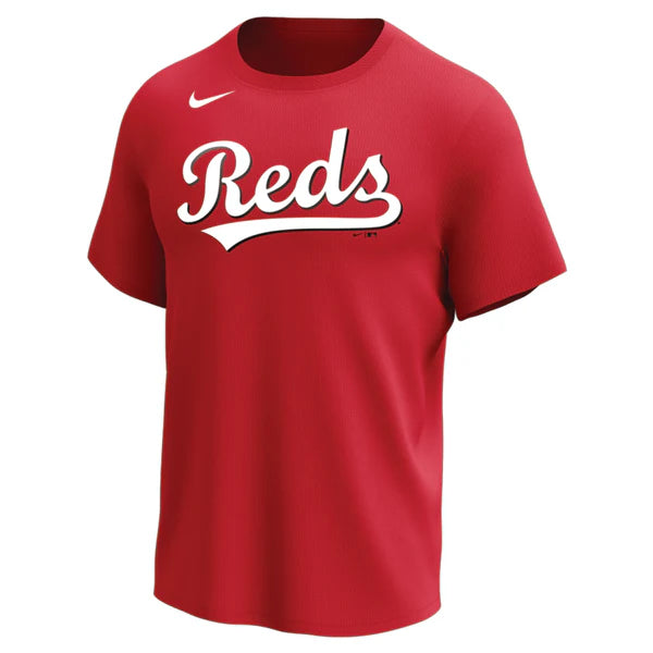 Nike MLB Replica Synthetic Crew Neck Jersey for team Cincinnati Reds on white background 