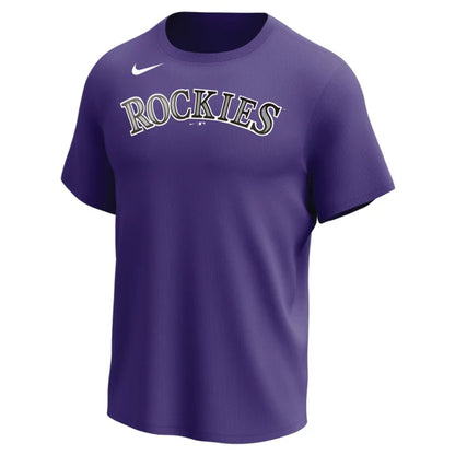 Nike MLB Replica Synthetic Crew Neck Jersey for team Colorado Rockies on white background 