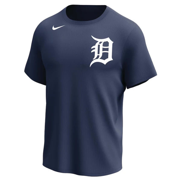 Nike MLB Replica Synthetic Crew Neck Jersey for team Detroit Tigers on white background 