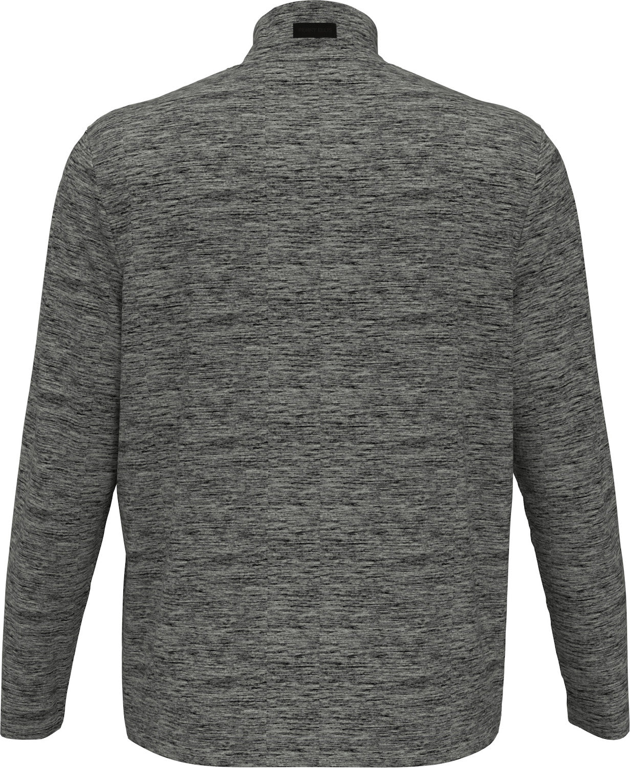 Gray Perry Ellis Golf Men’s 1/4 Zip Performance Pullover with a high collar back view on a white background