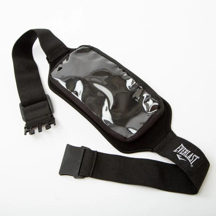 Black waist Everlast Heavy Bag Phone Holder bag with transparent front panel on a white background