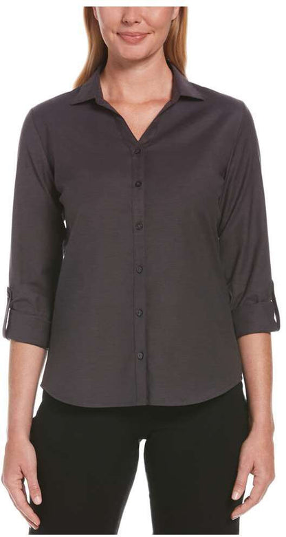 LADIES HEATHERED WOVEN SHIRT