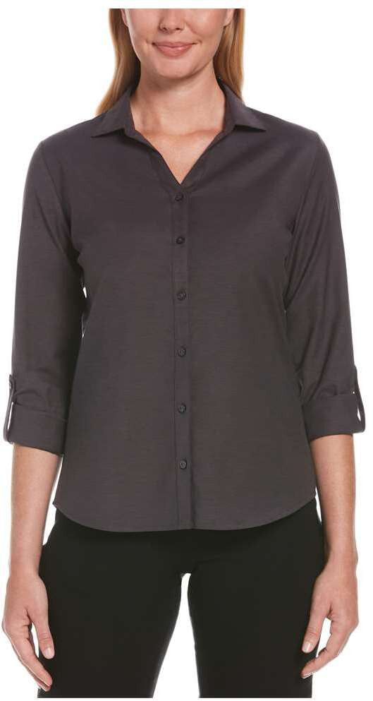 LADIES HEATHERED WOVEN SHIRT