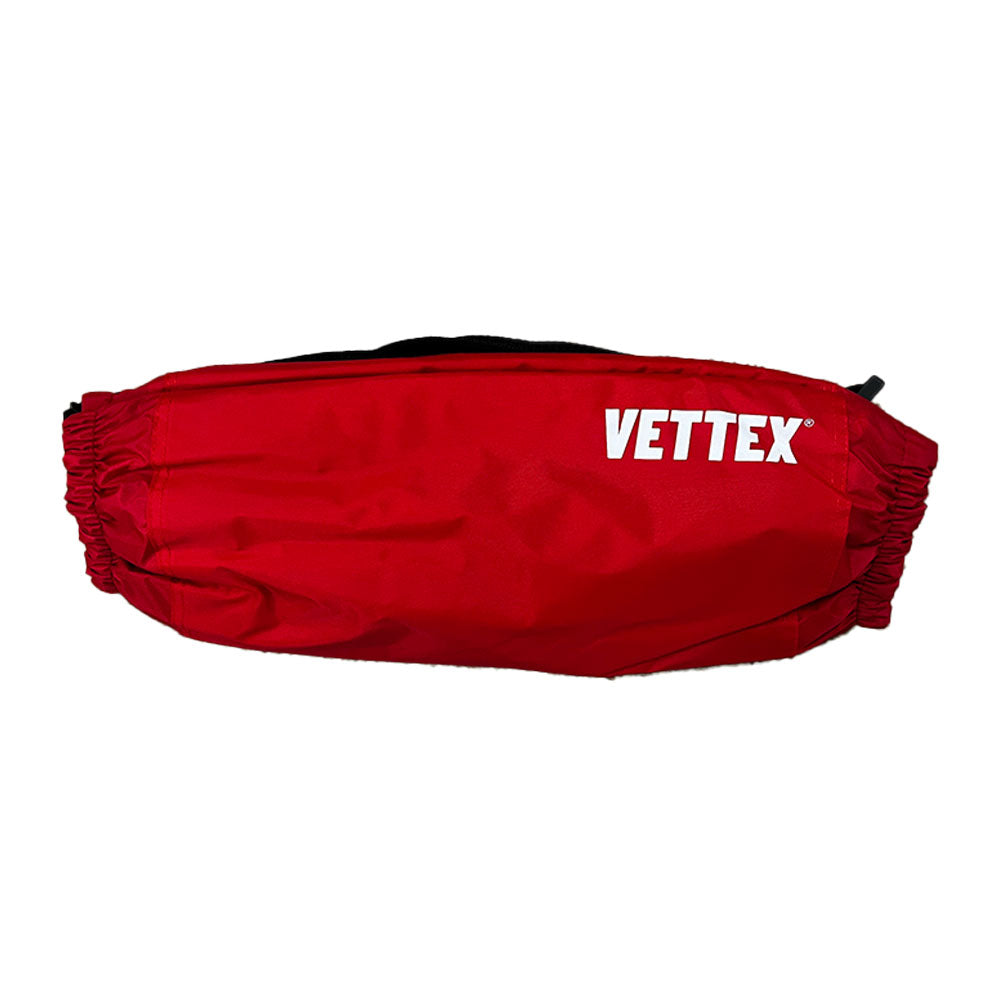 front view of scarlet Vettex Football Hand Warmer on white background