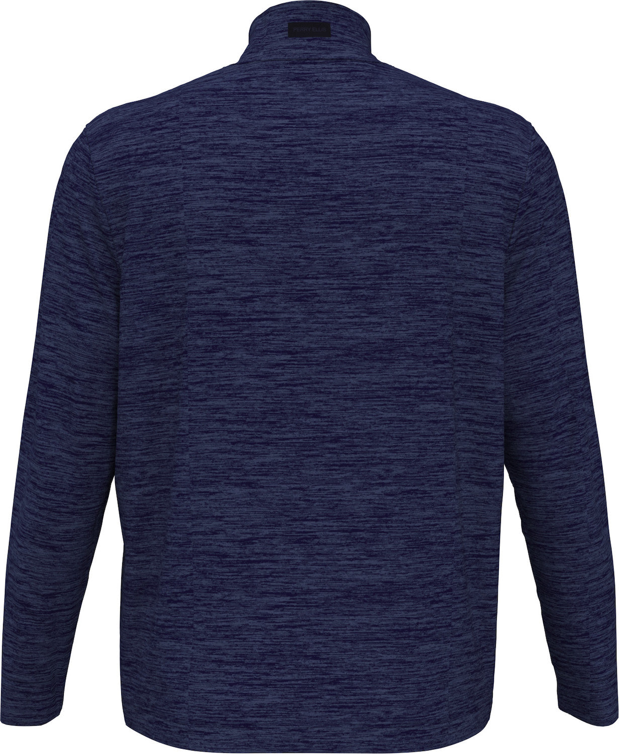 Navy blue Perry Ellis Golf Men’s 1/4 Zip Performance Pullover with a high collar back view on a white background