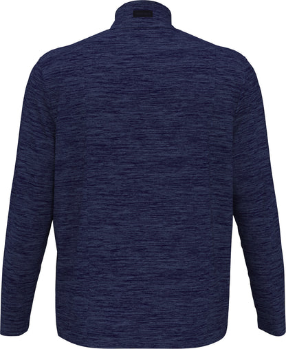 Navy blue Perry Ellis Golf Men’s 1/4 Zip Performance Pullover with a high collar back view on a white background
