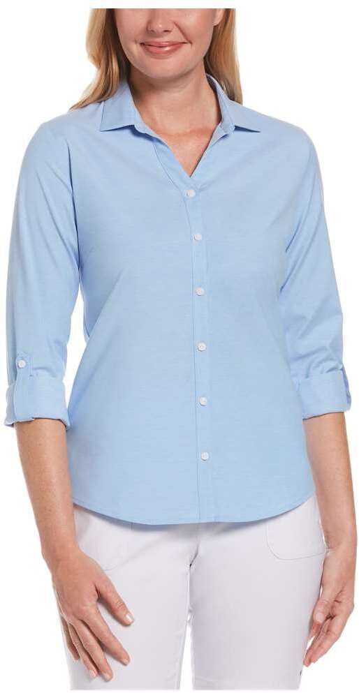 LADIES HEATHERED WOVEN SHIRT
