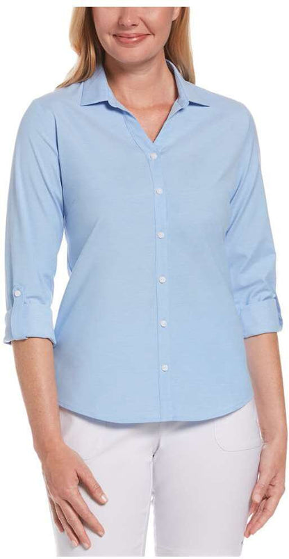LADIES HEATHERED WOVEN SHIRT