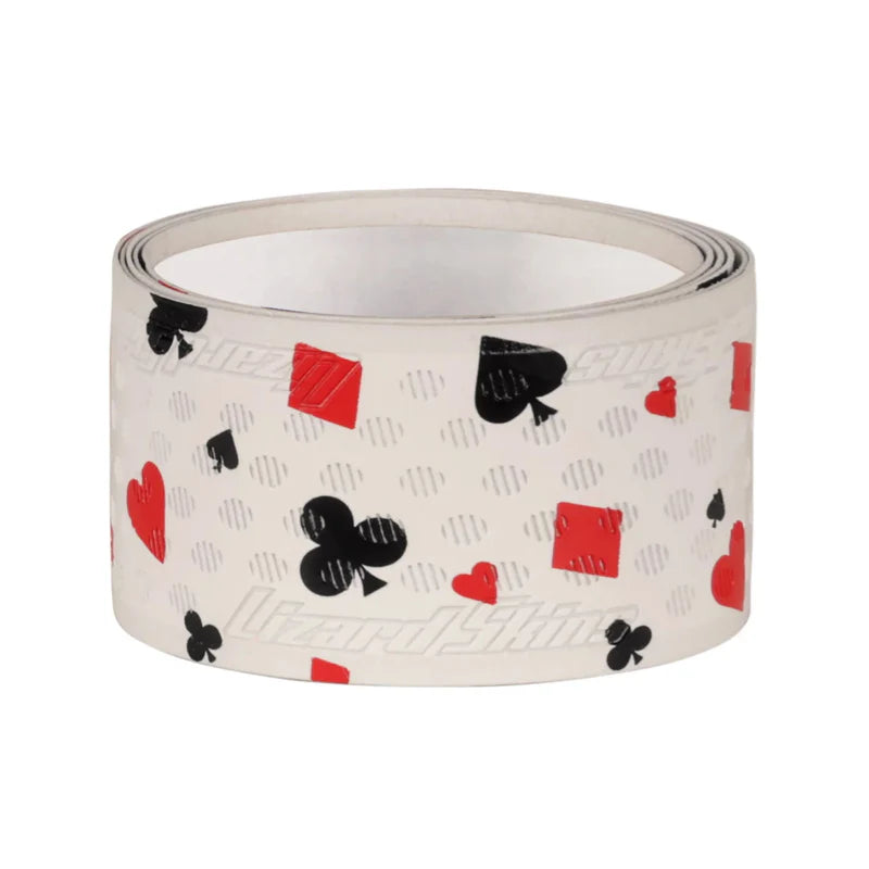 Lizard Skins DSP Ultra baseball Bat Grip in Hold'em white pattern, with card suit pattern on a white background