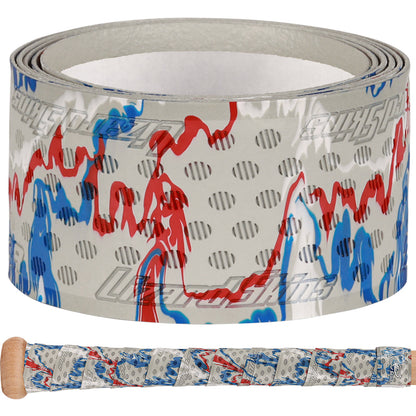 Roll of Lizard Skins Ultra Bat Grip in united Camo texture in white blue and red color on white background