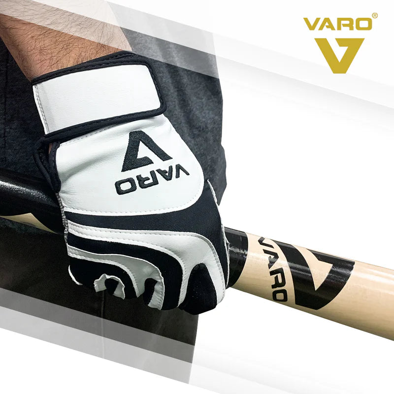 Glove and bat with VARO branding on a white background