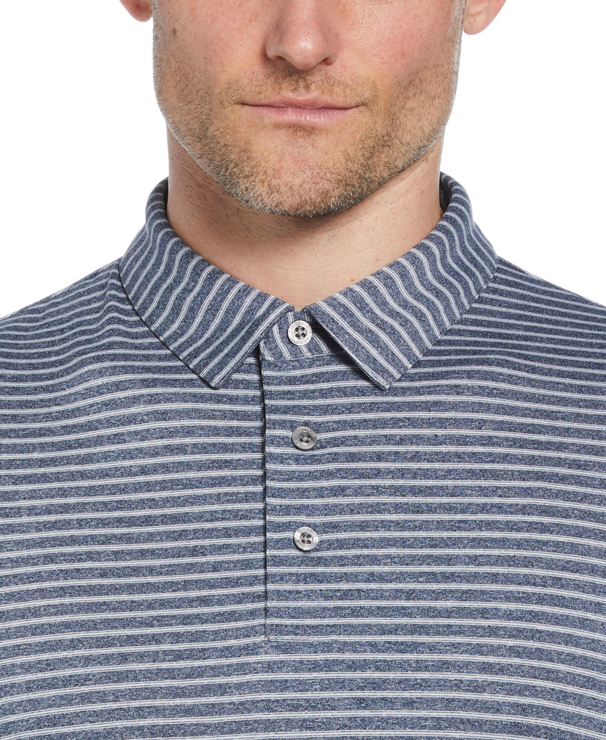 SS HEATHER STRIPE FEEDER POLO