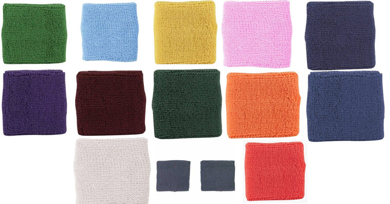 set of colorful 2.5" Extra Thick Cotton Wristbands on white background