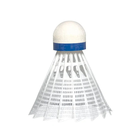 Badminton shuttlecock with a blue band on a white background. JEX 700 Tournament Grade Shuttlecock - Cork Base