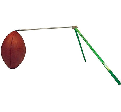 Wizard Kicking Stix Easy Hold Football Holder in neon green and silver color on white background