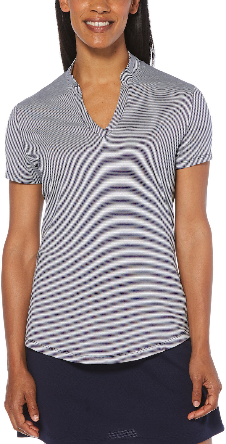 Ladies Fine Line Stripe Polo