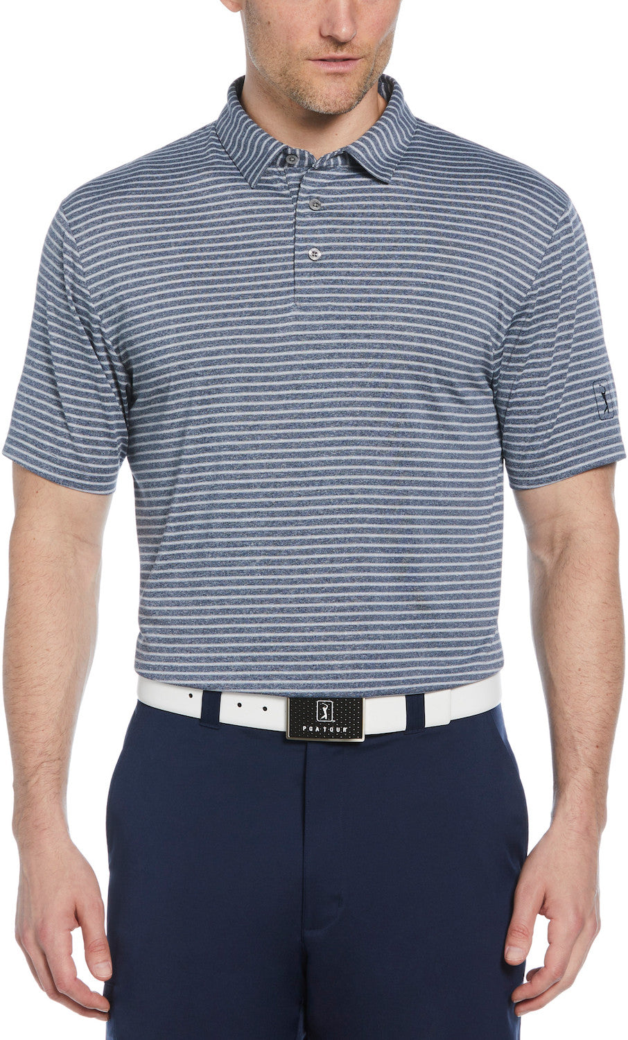 SS HEATHER STRIPE FEEDER POLO