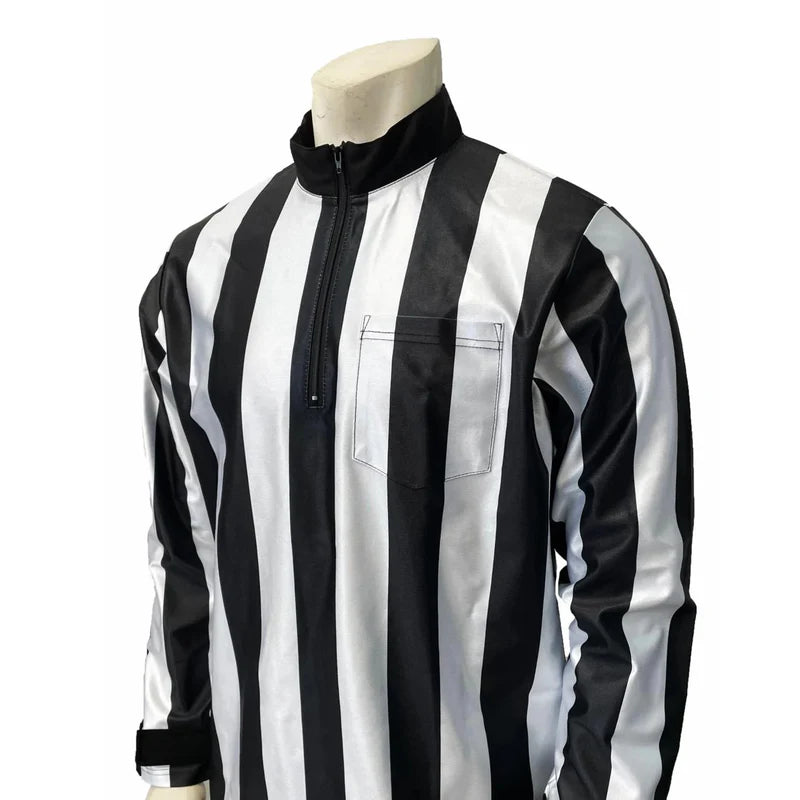 Smitty black and white Stripe Water Resistant Single Layer Shirt  on a mannequin against a white background