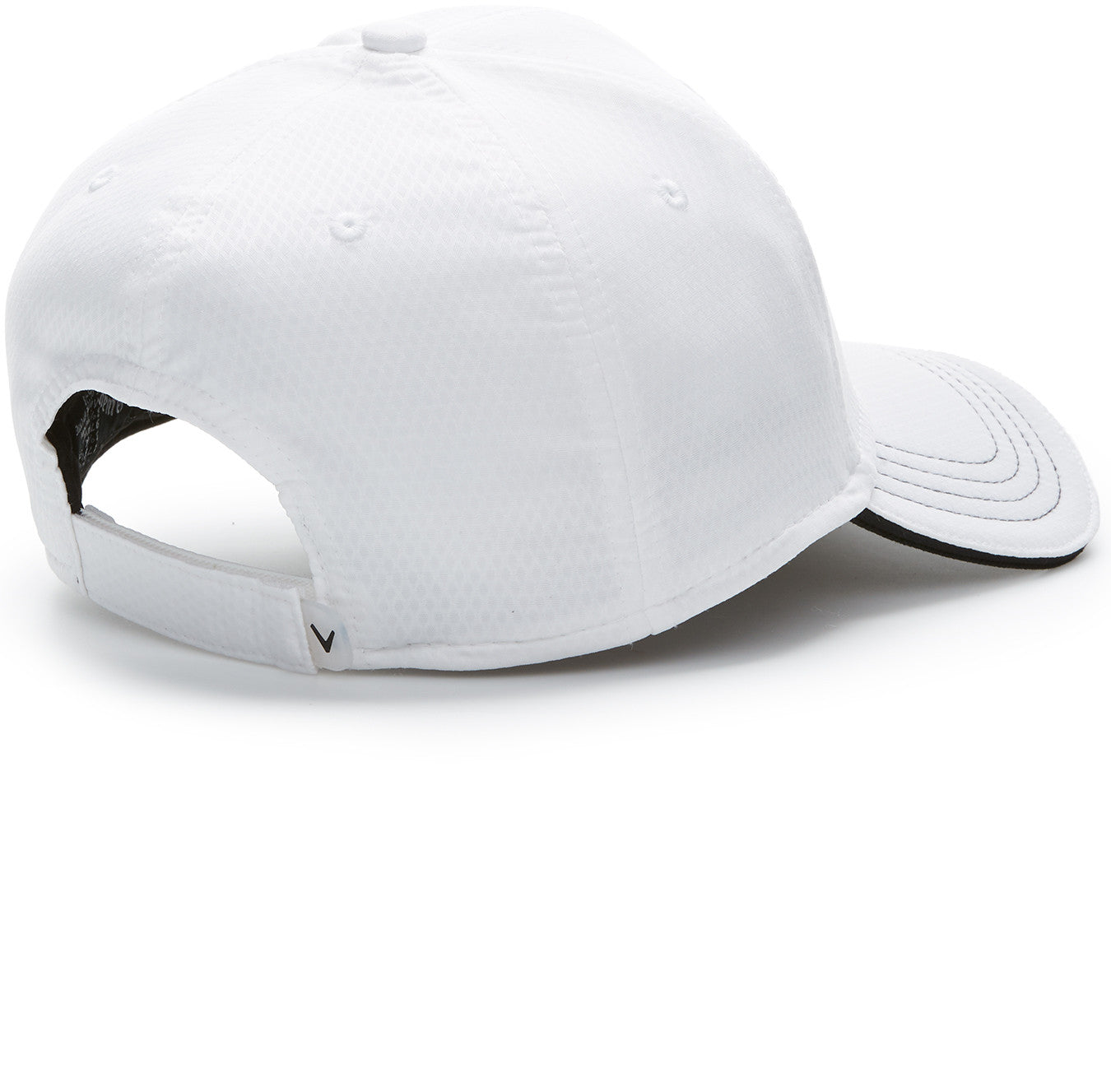 White baseball Liquid Metal Cap back view on a white background