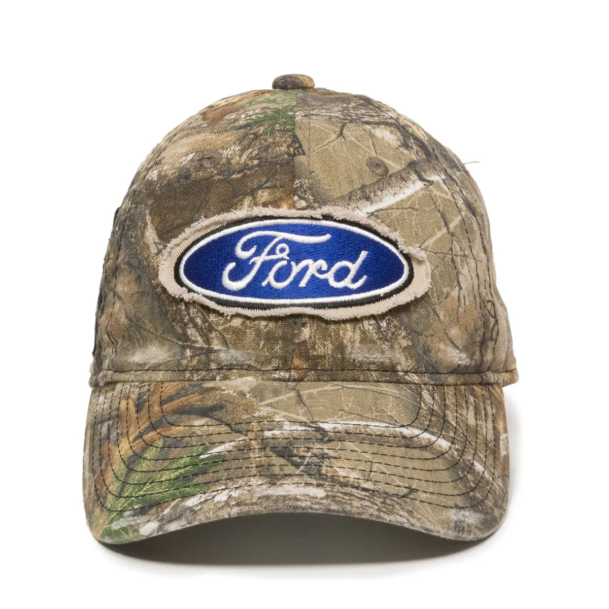 Camouflage cap with Ford logo on a white background