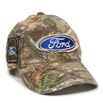 Camouflage cap with Ford logo on a white background