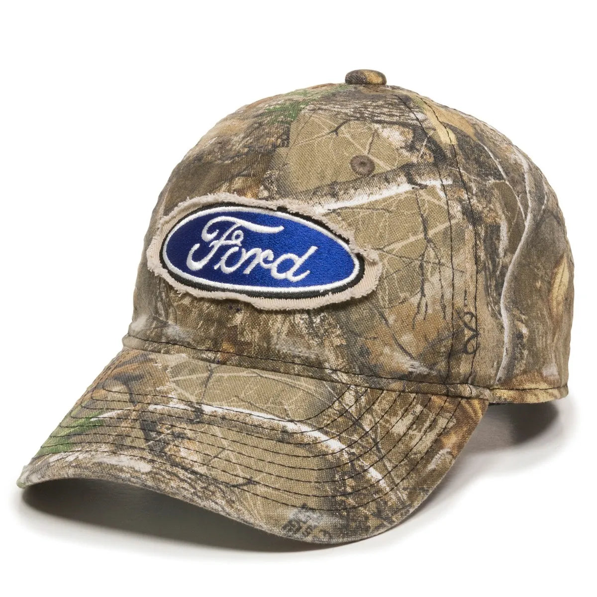 Camouflage cap with Ford logo on a white background